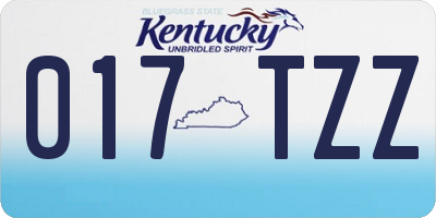 KY license plate 017TZZ