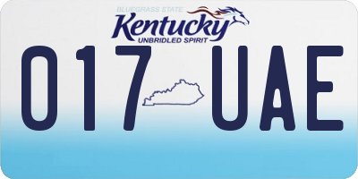KY license plate 017UAE