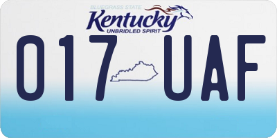 KY license plate 017UAF