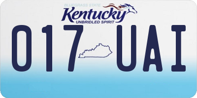 KY license plate 017UAI