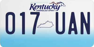 KY license plate 017UAN