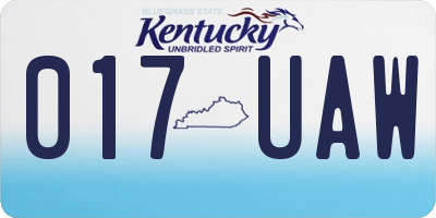 KY license plate 017UAW