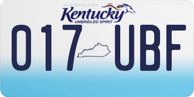 KY license plate 017UBF