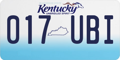 KY license plate 017UBI
