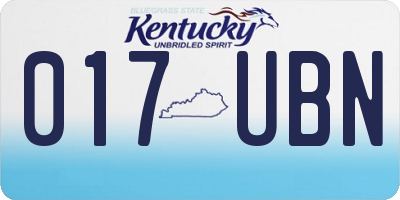 KY license plate 017UBN