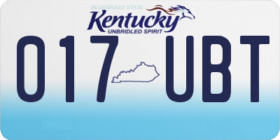 KY license plate 017UBT