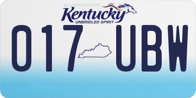 KY license plate 017UBW