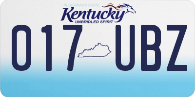 KY license plate 017UBZ