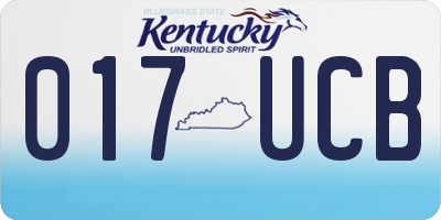 KY license plate 017UCB