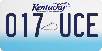 KY license plate 017UCE