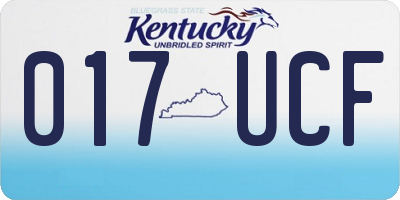 KY license plate 017UCF