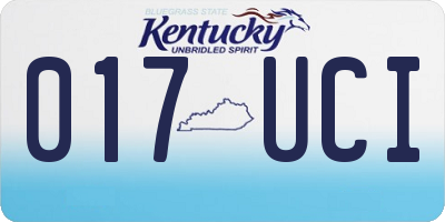 KY license plate 017UCI
