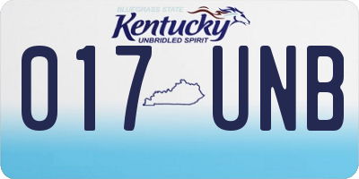 KY license plate 017UNB