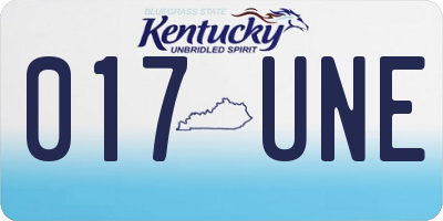 KY license plate 017UNE