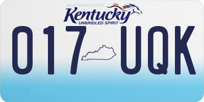KY license plate 017UQK