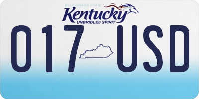 KY license plate 017USD