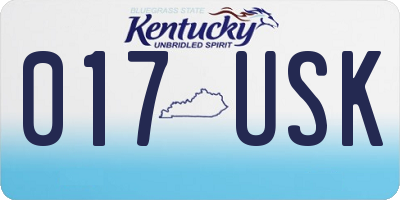 KY license plate 017USK