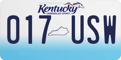 KY license plate 017USW