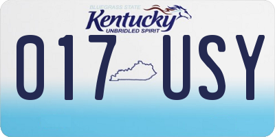 KY license plate 017USY