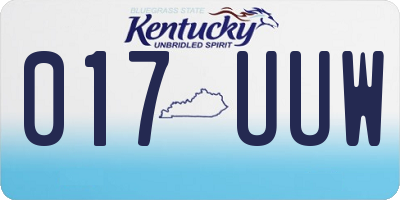 KY license plate 017UUW