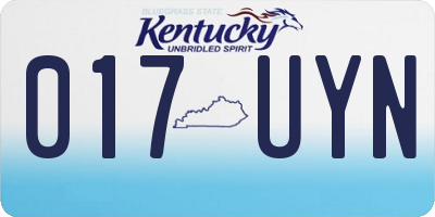 KY license plate 017UYN