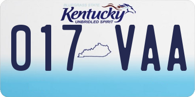 KY license plate 017VAA
