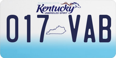 KY license plate 017VAB