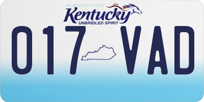 KY license plate 017VAD