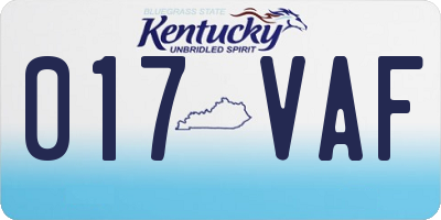 KY license plate 017VAF