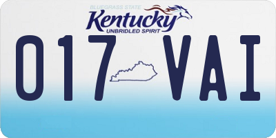 KY license plate 017VAI