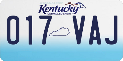KY license plate 017VAJ