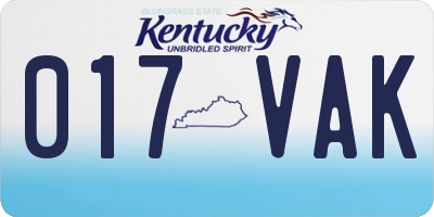 KY license plate 017VAK