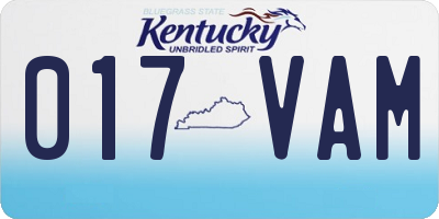 KY license plate 017VAM