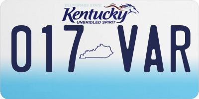 KY license plate 017VAR