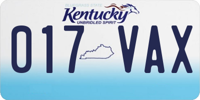 KY license plate 017VAX