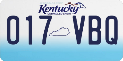 KY license plate 017VBQ