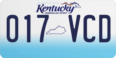 KY license plate 017VCD