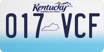 KY license plate 017VCF