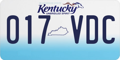KY license plate 017VDC
