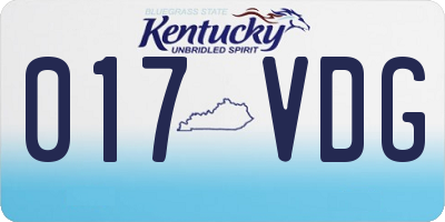 KY license plate 017VDG