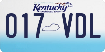KY license plate 017VDL