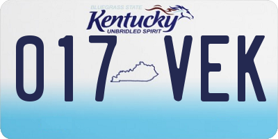KY license plate 017VEK