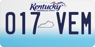 KY license plate 017VEM