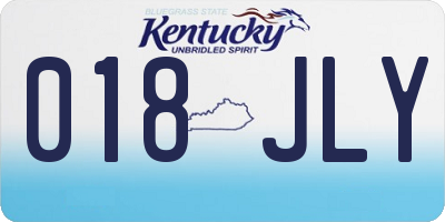 KY license plate 018JLY
