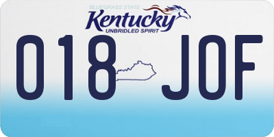 KY license plate 018JOF
