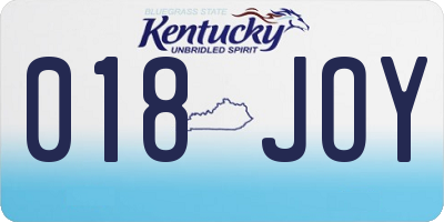 KY license plate 018JOY
