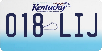 KY license plate 018LIJ