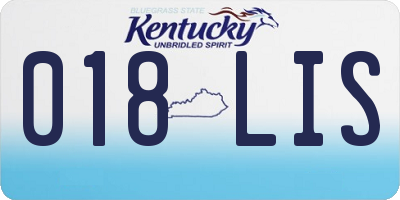 KY license plate 018LIS