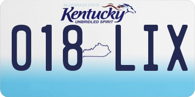KY license plate 018LIX
