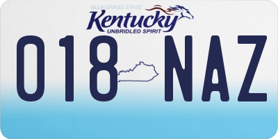 KY license plate 018NAZ